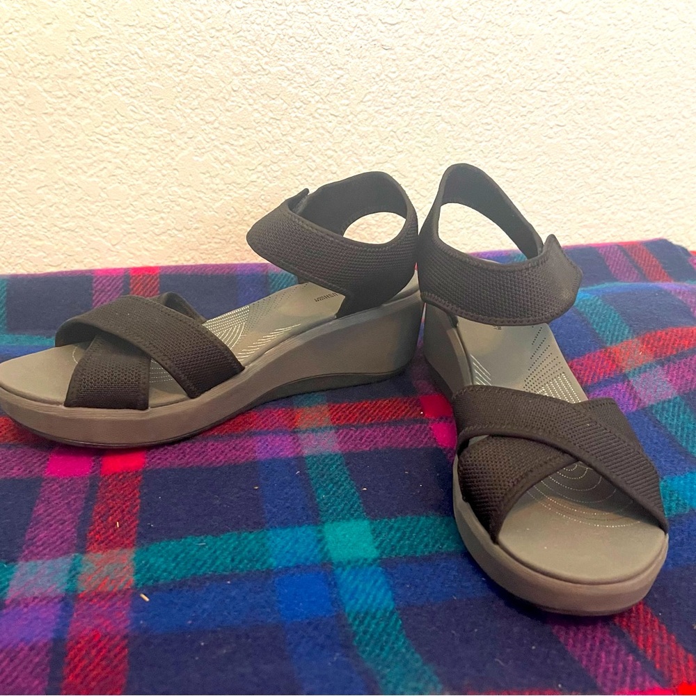 Cloudsteppers by Clark’s Black Wedge Sandal